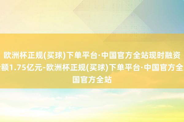 欧洲杯正规(买球)下单平台·中国官方全站现时融资余额1.75亿元-欧洲杯正规(买球)下单平台·中国官方全站