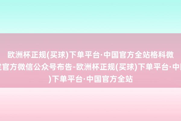 欧洲杯正规(买球)下单平台·中国官方全站格科微就坐窝通过官方微信公众号布告-欧洲杯正规(买球)下单平台·中国官方全站