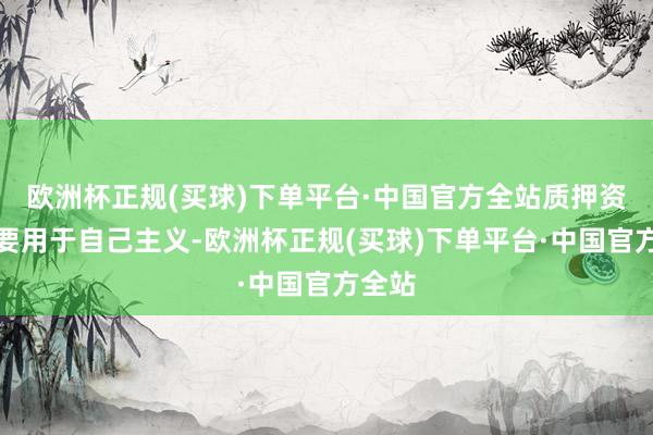 欧洲杯正规(买球)下单平台·中国官方全站质押资金主要用于自己主义-欧洲杯正规(买球)下单平台·中国官方全站