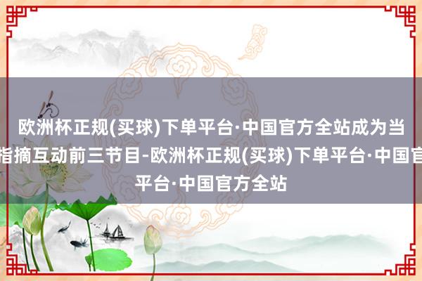 欧洲杯正规(买球)下单平台·中国官方全站成为当晚用户指摘互动前三节目-欧洲杯正规(买球)下单平台·中国官方全站